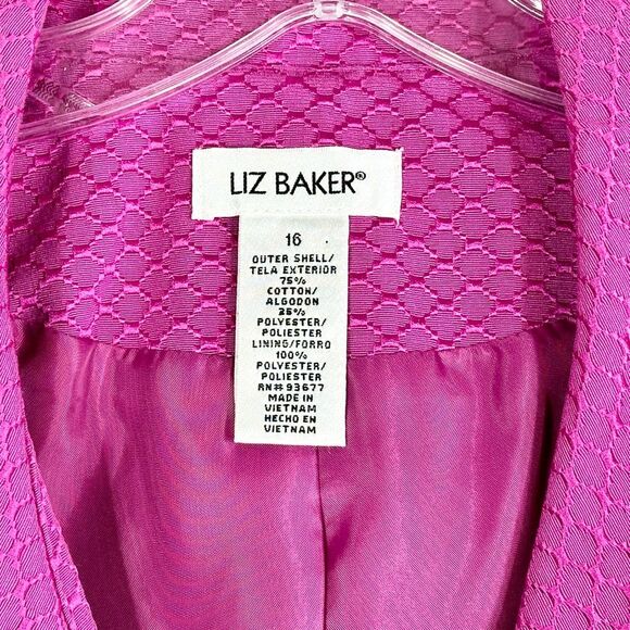 Liz Baker Plus Size 16 Blazer‎ Jacket Purple Textured Embroidered Lined 1524 - Picture 7 of 8